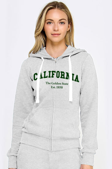 Reflex - California Embroidery Fleece Zip-Up Hoodie Jacket - JK508 - Ice Grey