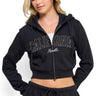 Reflex - Fleece Crop Zip-Up Hoodie with California Embroidery - JK898 - Black