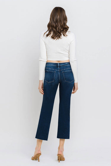 Flying Monkey - Mid Rise Cropped Straight Jeans with Raw Hem (28" Ankle Length) - BY4499A-SaltTree