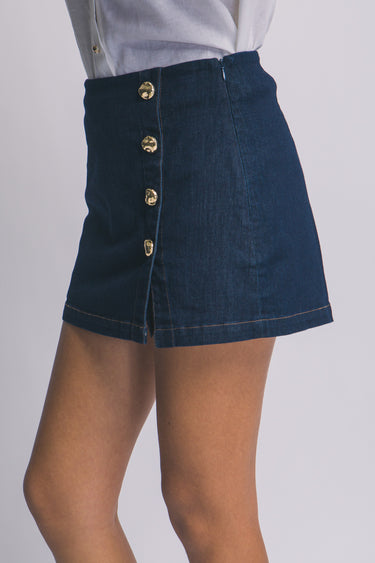 Love Tree - Asymmetrical Wrap Denim Skort - 60154KL-SaltTree