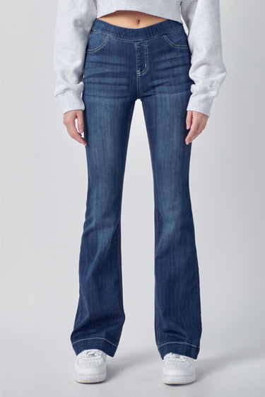 Cello Jeans - Women's Medium Wash Flared Jegging - High Stretch Pull-On Denim (33" Inseam) - AB35324-SaltTree