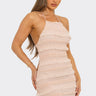 Blanc Clothing - Textured Ruffle Halter Mini Dress - D10800-SaltTree