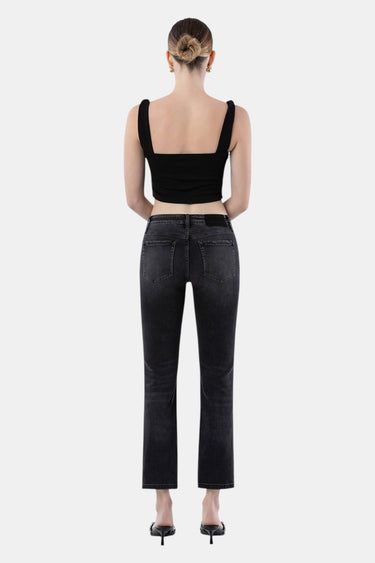 Flying Monkey - Mid Rise Cropped Slim Straight Jeans with Slight Distressing (28" Inseam) - F5236-SaltTree