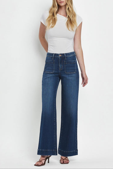 Flying Monkey - High Rise Wide Leg Trouser Jeans (32" Long Inseam) - F5764D-SaltTree