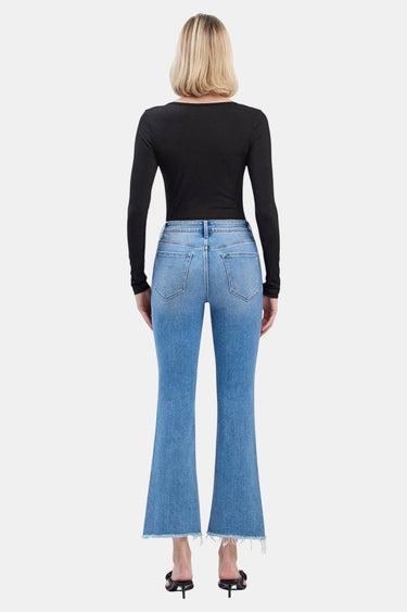 Flying Monkey - Slant Raw Hem Crop Flare Jeans (27" Inseam) - F6044