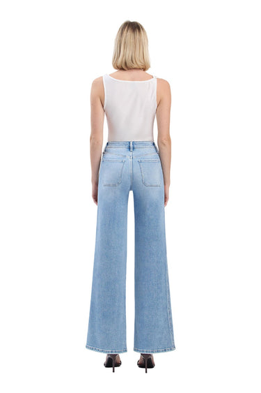 Flying Monkey - High Rise Wide Leg Patch Pockets Light Wash Jeans (33" Inseam) - F6058-SaltTree