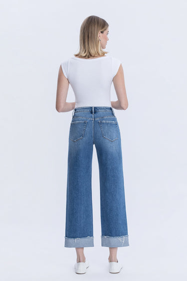 Flying Monkey - Cuffed Raw Hem Slim Wide Jeans (27" Inseam) - F6204