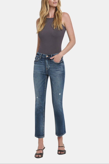 Flying Monkey - Benefactor High Rise Ankle Slim Straight Jeans with Slight Distressing (28" Inseam) - F5223-SaltTree