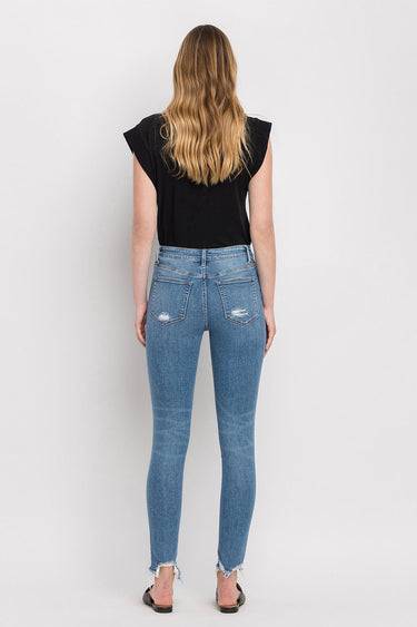 Flying Monkey - High Rise Ankle Skinny Jeans with Distressed Step Hem (28" Inseam) - F4750-SaltTree