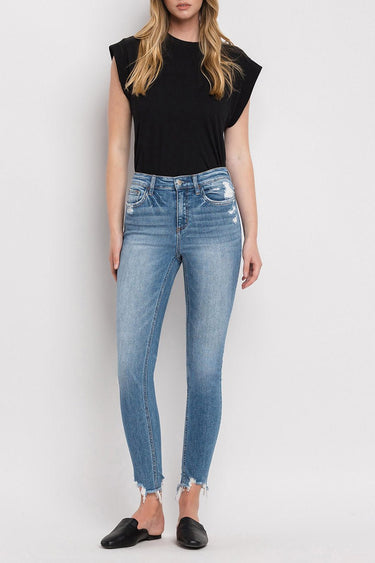 Flying Monkey - High Rise Ankle Skinny Jeans with Distressed Step Hem (28" Inseam) - F4750-SaltTree
