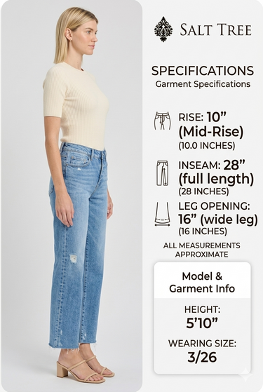Flying Monkey - High Rise Ankle Straight Jeans with Distressed Raw Hem (28" Inseam) - F5866-SaltTree