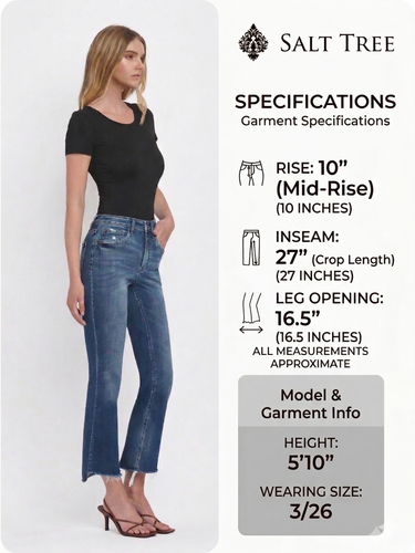 Flying Monkey- High Rise Cropped Flare Jeans With Step Hemline (27" Inseam) - F5245-SaltTree