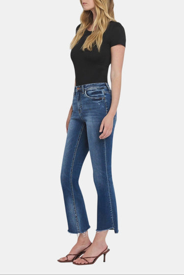 Flying Monkey- High Rise Cropped Flare Jeans With Step Hemline (27" Inseam) - F5245-SaltTree