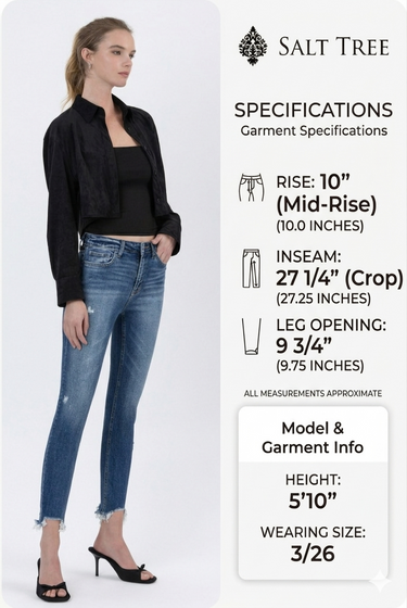 Flying Monkey - High Rise Distressed Skinny Jeans with Frayed Hem (27.25" Inseam) - F5238-SaltTree
