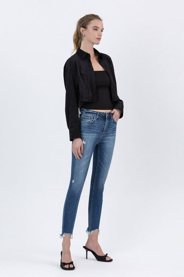 Flying Monkey - High Rise Distressed Skinny Jeans with Frayed Hem (27.25" Inseam) - F5238-SaltTree