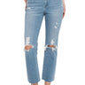 Flying Monkey - High Rise Distressed Slim Straight Cropped Jeans with Raw Hem (26 1/4" Inseam) - Y3118-SaltTree