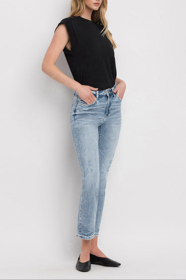 Flying Monkey - High Rise Slim Straight Jeans In Cool Light Wash (27" Ankle Length) - F5168-SaltTree