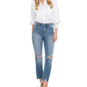 Flying Monkey - High Rise Slim Straight Jeans with Distressed Hem (27" Ankle Length) - F5022-SaltTree
