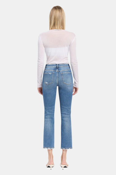 Flying Monkey - High Rise Slim Straight Jeans with Distressed Hem (27.5" Inseam) - F5213-SaltTree