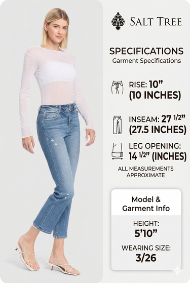 Flying Monkey - High Rise Slim Straight Jeans with Distressed Hem (27.5" Inseam) - F5213-SaltTree