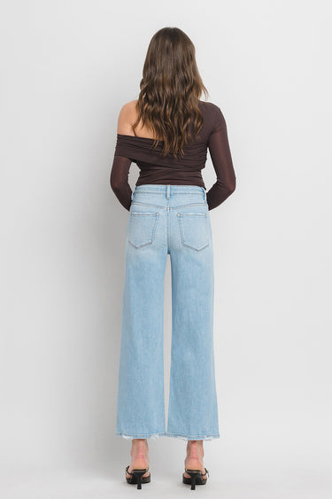 Flying Monkey - High Rise Wide Leg Jeans with Distressed Detail (28" Ankle Length) - F5712-SaltTree
