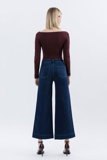 Flying Monkey Jeans - High Rise Ankle Wide Leg Jeans in Deep Indigo (28" Inseam) - F5923-SaltTree