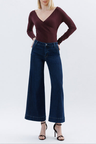 Flying Monkey Jeans - High Rise Ankle Wide Leg Jeans in Deep Indigo (28" Inseam) - F5923-SaltTree