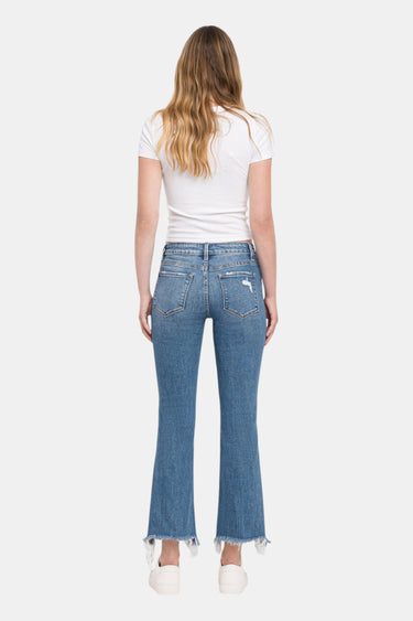 Flying Monkey - Low Rise Distressed Straight Jeans With Paint Speckle Detail / Split Hem (27" Inseam) - F5218-SaltTree