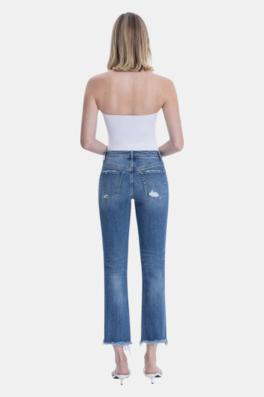 Flying Monkey - Mid-Rise Crop Slim Straight Jeans with Frayed Step Hem (27.25" Inseam) - F5210-SaltTree