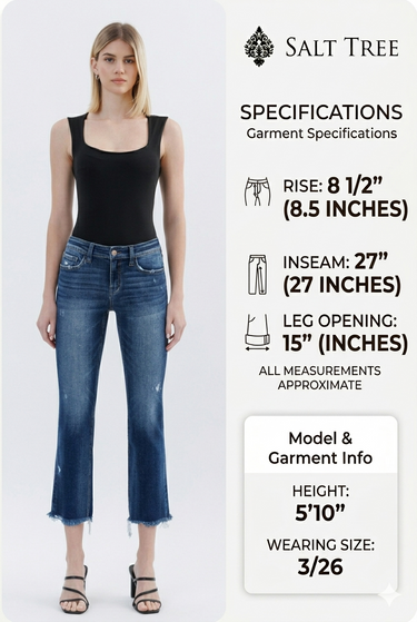 Flying Monkey - Stunned Low Rise Slim Straight Jeans with Uneven Raw Hem (27" Inseam) - F5340-SaltTree