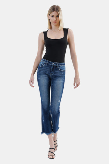 Flying Monkey - Stunned Low Rise Slim Straight Jeans with Uneven Raw Hem (27" Inseam) - F5340-SaltTree
