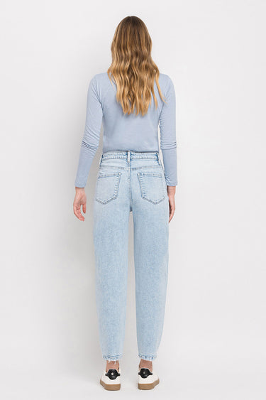 Flying Monkey - Super High Rise Barrel Leg Jeans with Distressed Hem (27.5" Inseam) - F5677-SaltTree
