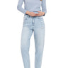 Flying Monkey - Super High Rise Barrel Leg Jeans with Distressed Hem (27.5" Inseam) - F5677-SaltTree