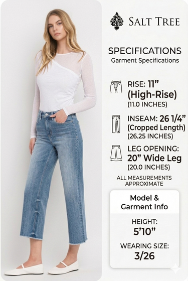 Vervet - Super High Rise Crop Wide Leg Jeans (26" Inseam) - V3541