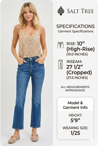 Risen Jeans - Tummy Control High Rise Crop Straight Jeans (27.5" Inseam) - PSC21045
