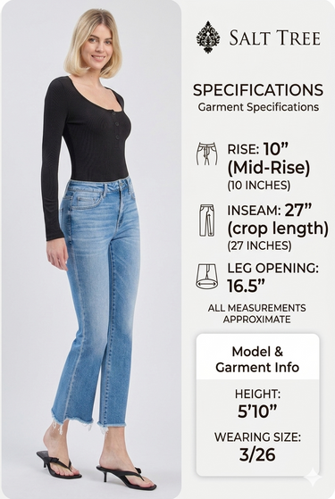 Flying Monkey - Slant Raw Hem Crop Flare Jeans (27" Inseam) - F6044