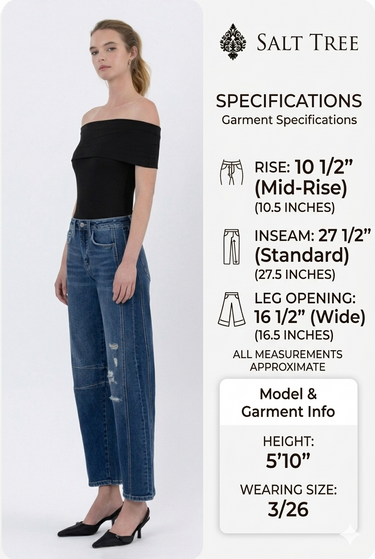 Flying Monkey - High Rise Dark Wash Barrel Leg Jeans (27.5" Inseam) - F5768D-SaltTree