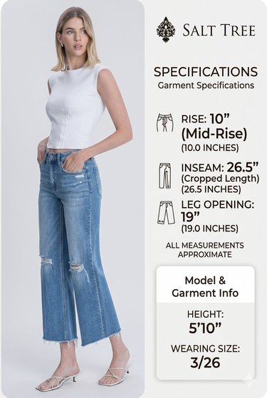 Flying Monkey - Raw Hem Crop Slim Wide Leg Jeans (26.5" Inseam) - F6046