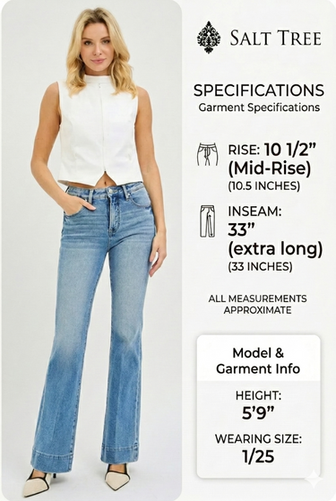Risen Jeans - Mid-Rise Tummy Control 4-Way Stretch Flare Jeans (33" Inseam) - PF21652