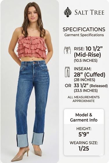 Risen Jeans - Tummy Control 4-Way Stretch High Rise Ankle Straight Jeans (28"-33.5" Inseam) - PSA21651