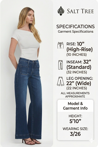 Flying Monkey - High Rise Wide Leg Trouser Jeans (32" Long Inseam) - F5764D-SaltTree