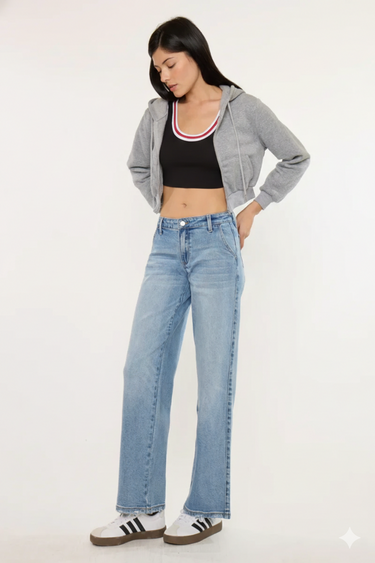 Kancan - Alma Essentials Mid Rise Wide Leg Trouser (32" Inseam) - KC20109M-SaltTree