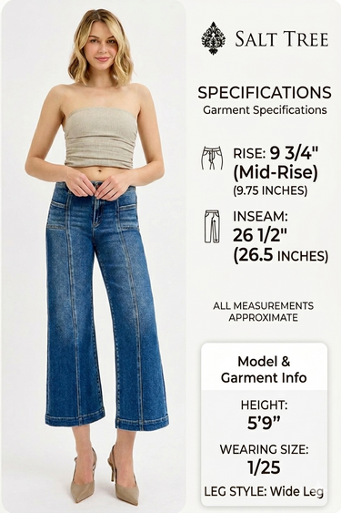 Risen - Mid Rise Patch Pocket Wide Leg Jeans (26" Inseam) - PWC21222