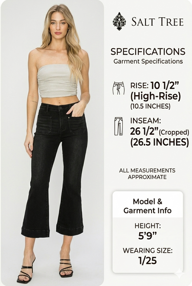 Risen Jeans - High-Rise Ankle Flare Jeans in Sleek Black (26.5" Inseam) - RDP5767