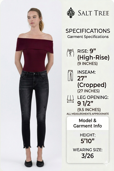 Flying Monkey - Mid Rise Cropped Skinny Jeans with Destroyed Frayed Hem (27" Inseam) - F5294-SaltTree