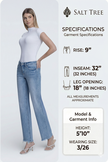 Vervet - Mid Rise Slim Wide Distressed Hem Jeans (32" Inseam) - LV2150-SaltTree