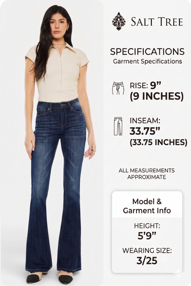 Kancan - Mid Rise Flare Stretch Jeans (33.75" Inseam) - KC6102LOH