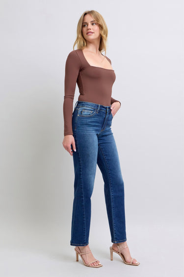 Judy Blue - Aubrey High Rise Side Seam Detail Straight Jeans (29" Inseam) - 82629-SaltTree
