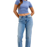 Judy Blue - Mid-Rise Cuffed Boyfriend Jeans Embroidery Free Edition (28" Inseam)- 82703-SaltTree