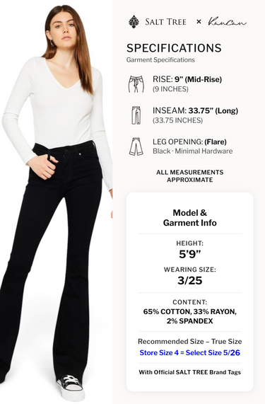 Kancan - Mid Rise Flare Black Jeans (33.75" Inseam) - KC6102BK